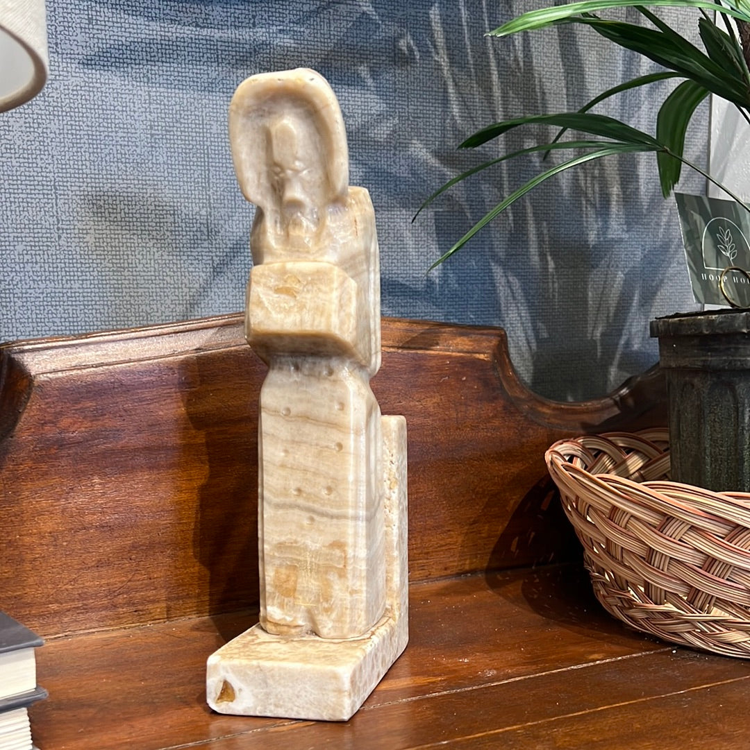 Vintage Large Alabaster Praying Man Statue
