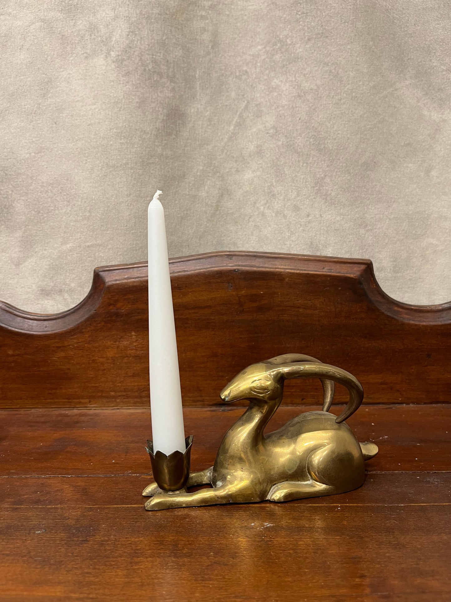 Vintage Brass Ram Candleholder