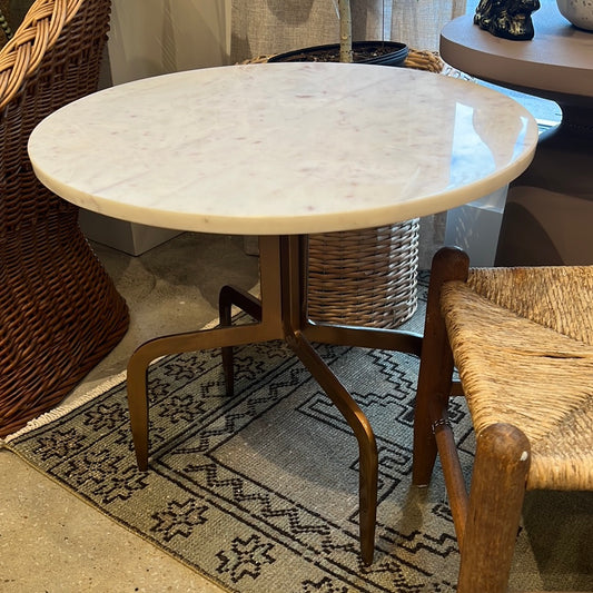 Round Marble Top Table with Brass Legs