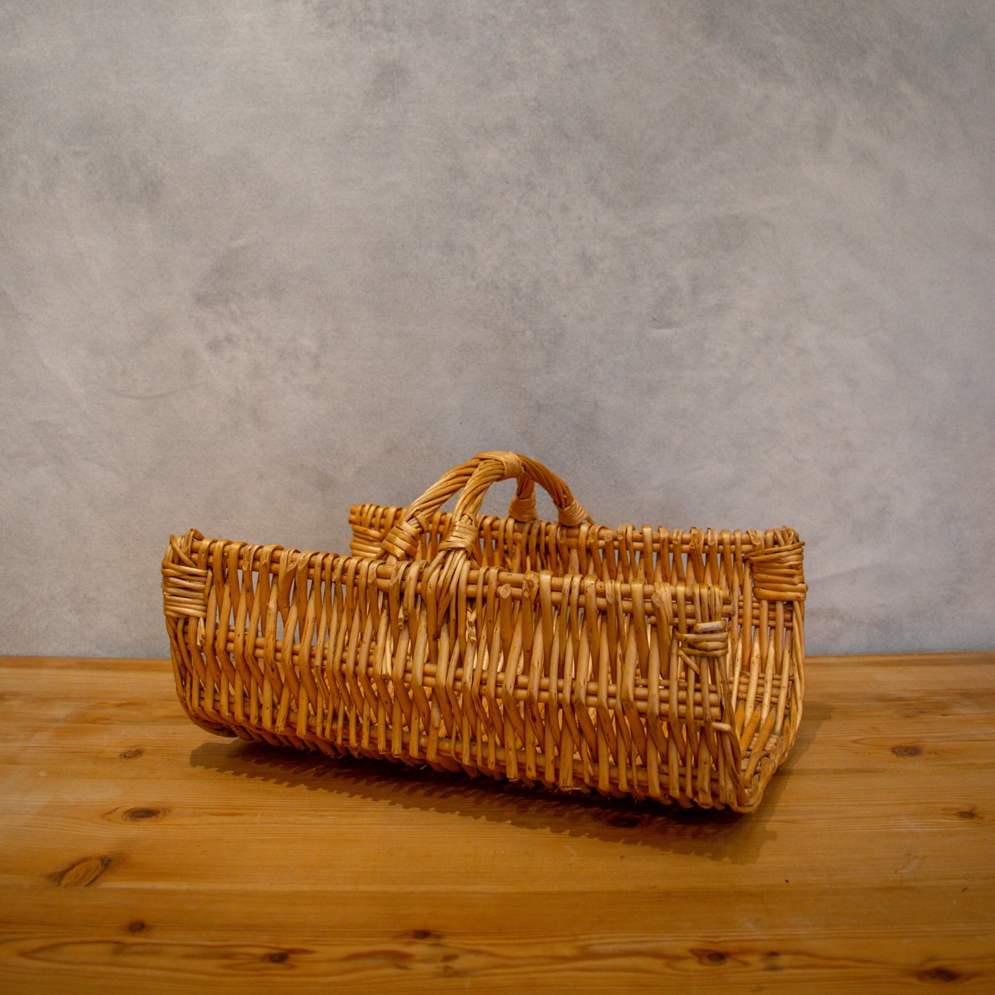 Vintage Small Wicker Woven Wood Holder Basket