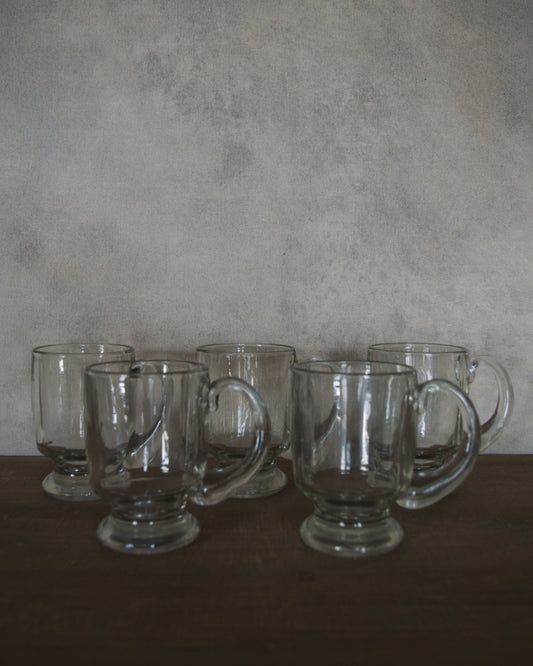 Set of Five Heavy Duty Glass Mugs