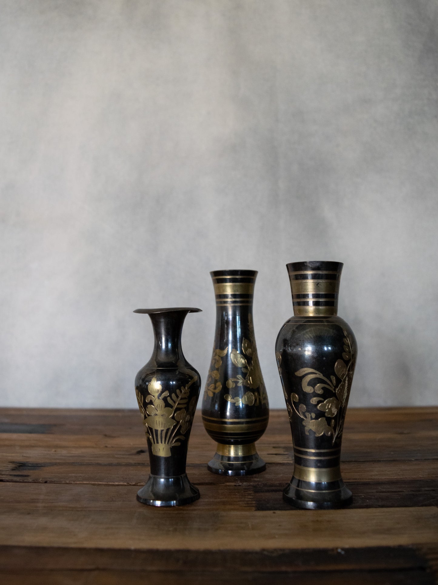 Vintage Petite Brass & Bronze Vases