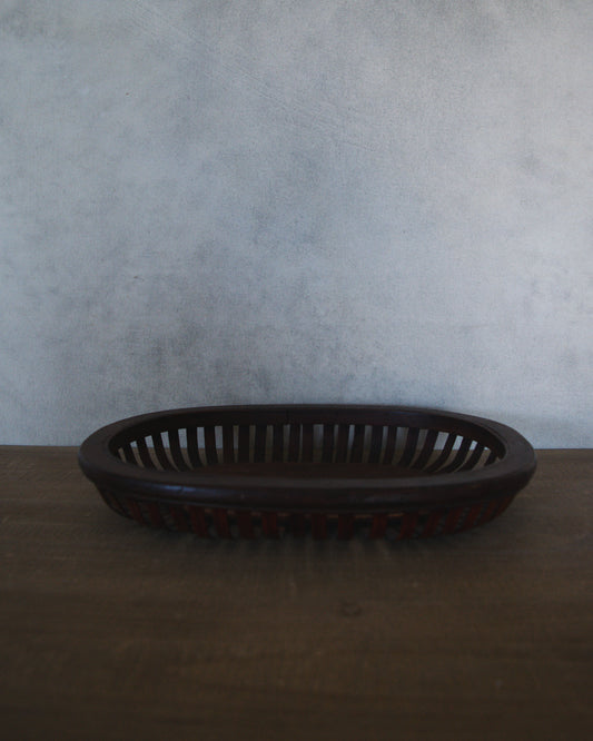 Shallow Wicker Wood Bread Basket