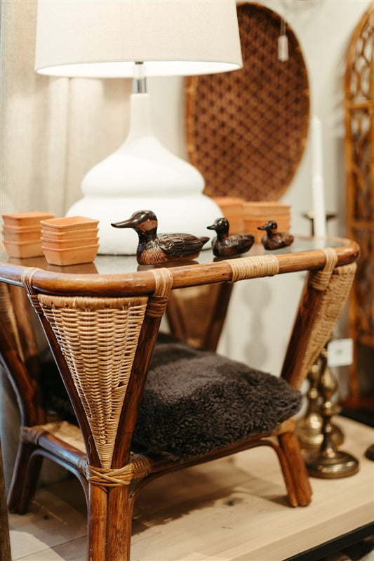 Vintage Pair of Rattan Side Tables