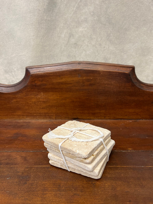 Vintage Stone Coaster Set of Four