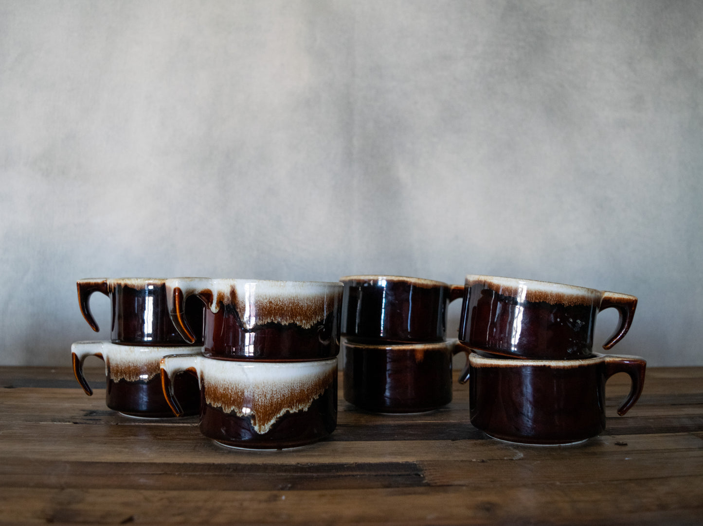 Vintage Set of Eight Ceramic Short Mugs