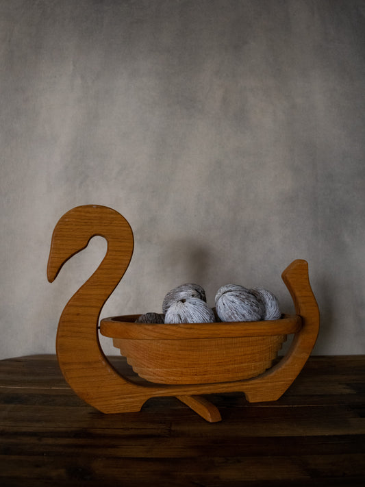 Vintage Wooden Collapsible Swan Bowl
