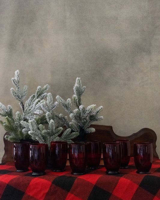 Vintage Set of Eight Red Drinking Glasses