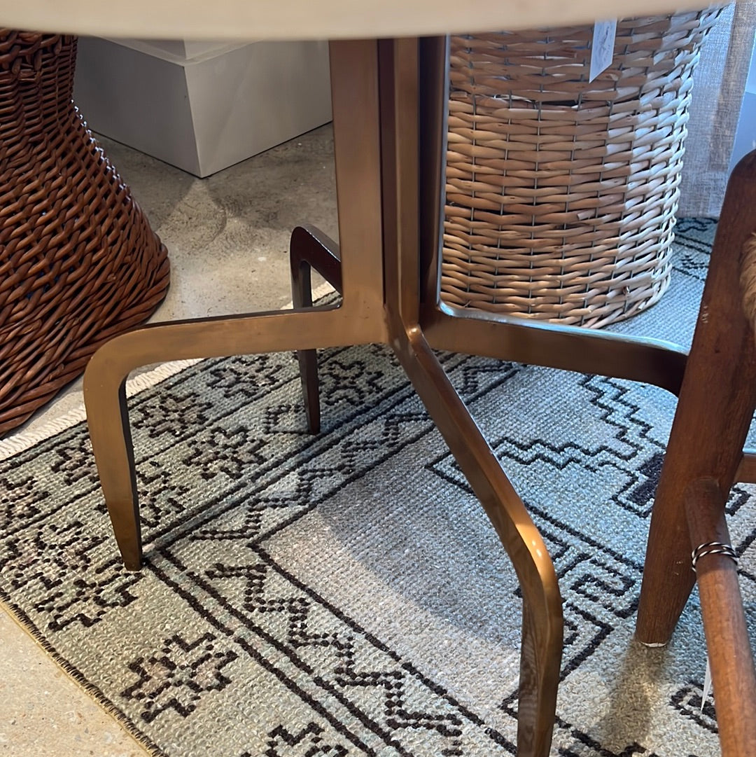 Round Marble Top Table with Brass Legs