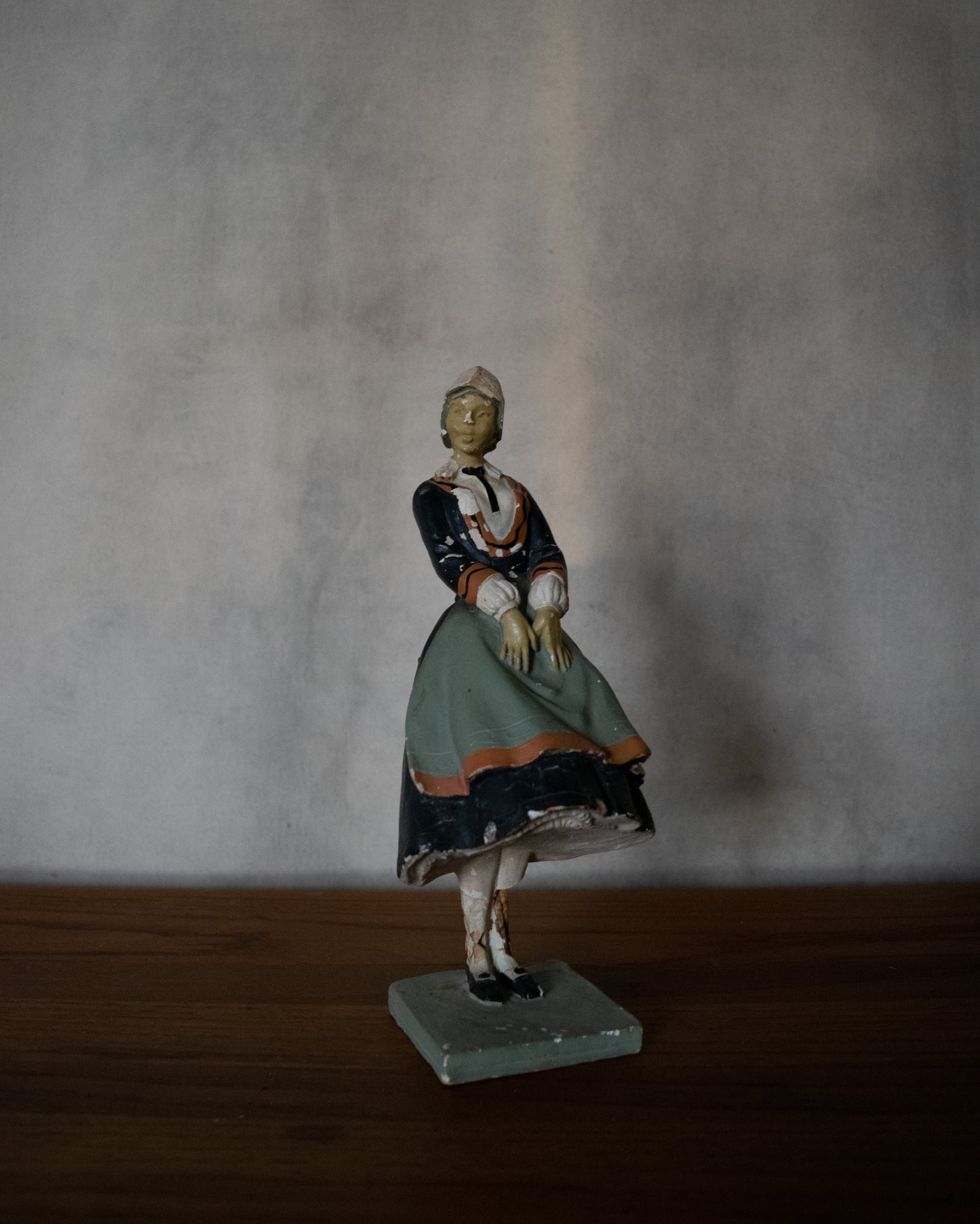 Vintage Plaster Patina Milk Maid Figure