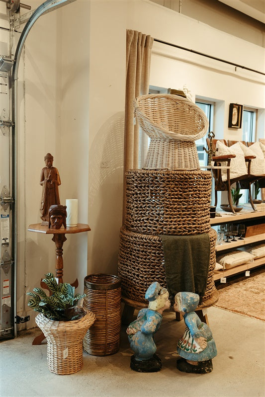 White Wicker Chair Plant Stand