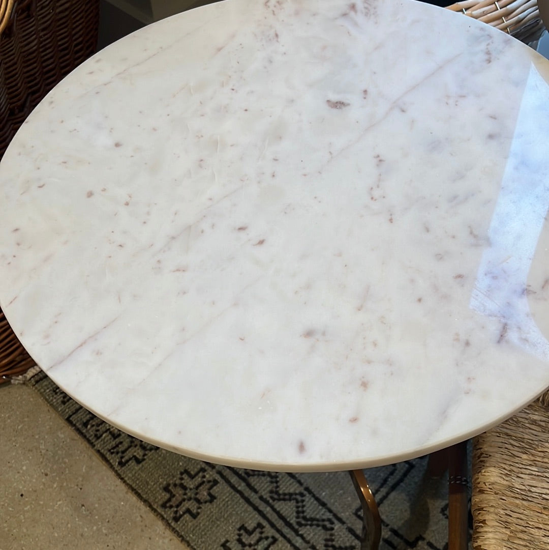 Round Marble Top Table with Brass Legs