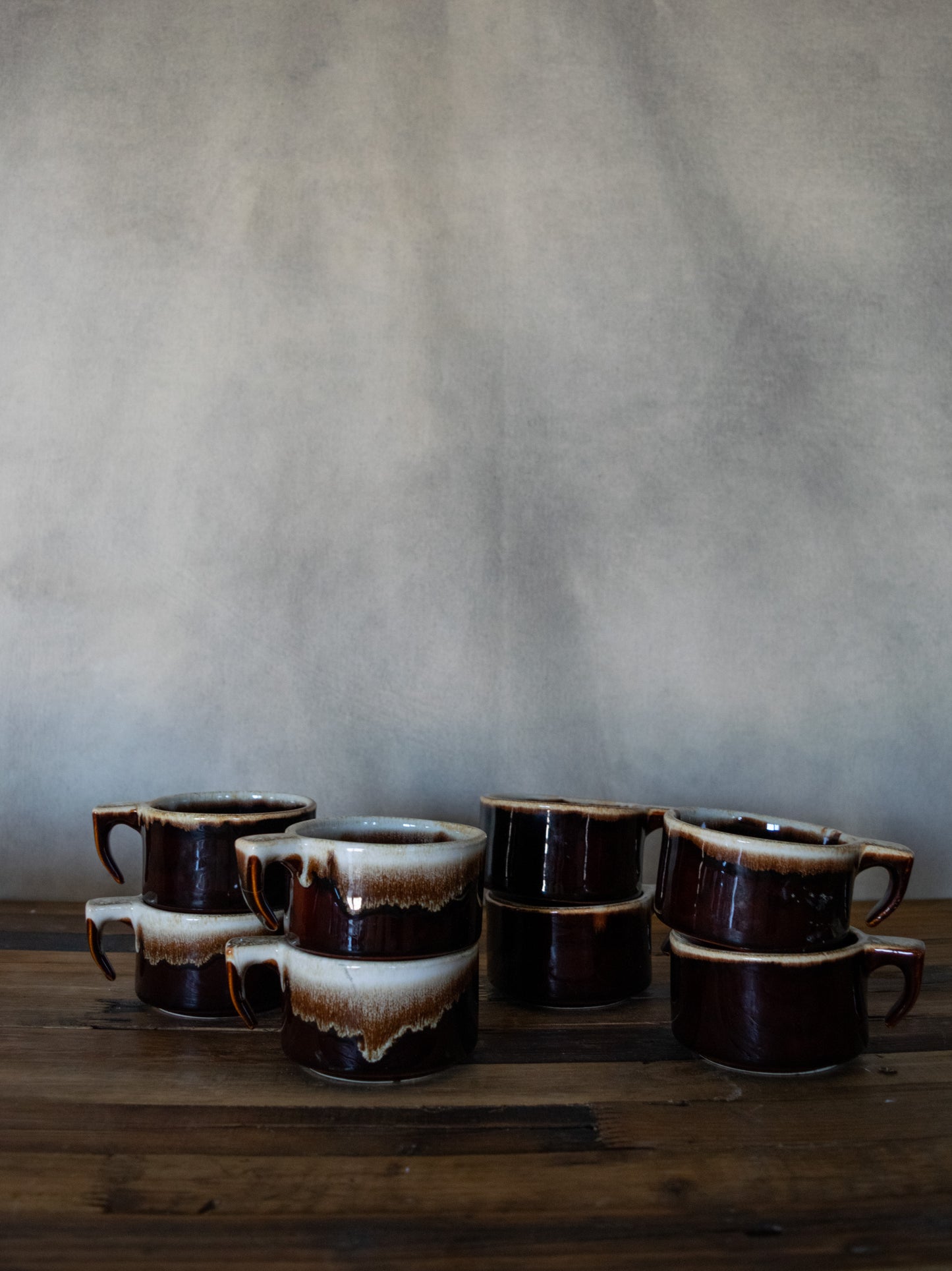 Vintage Set of Eight Ceramic Short Mugs