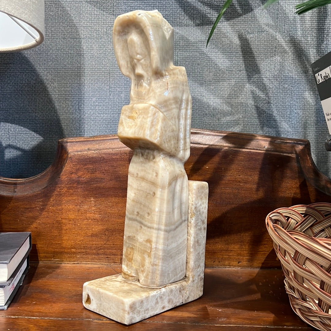 Vintage Large Alabaster Praying Man Statue