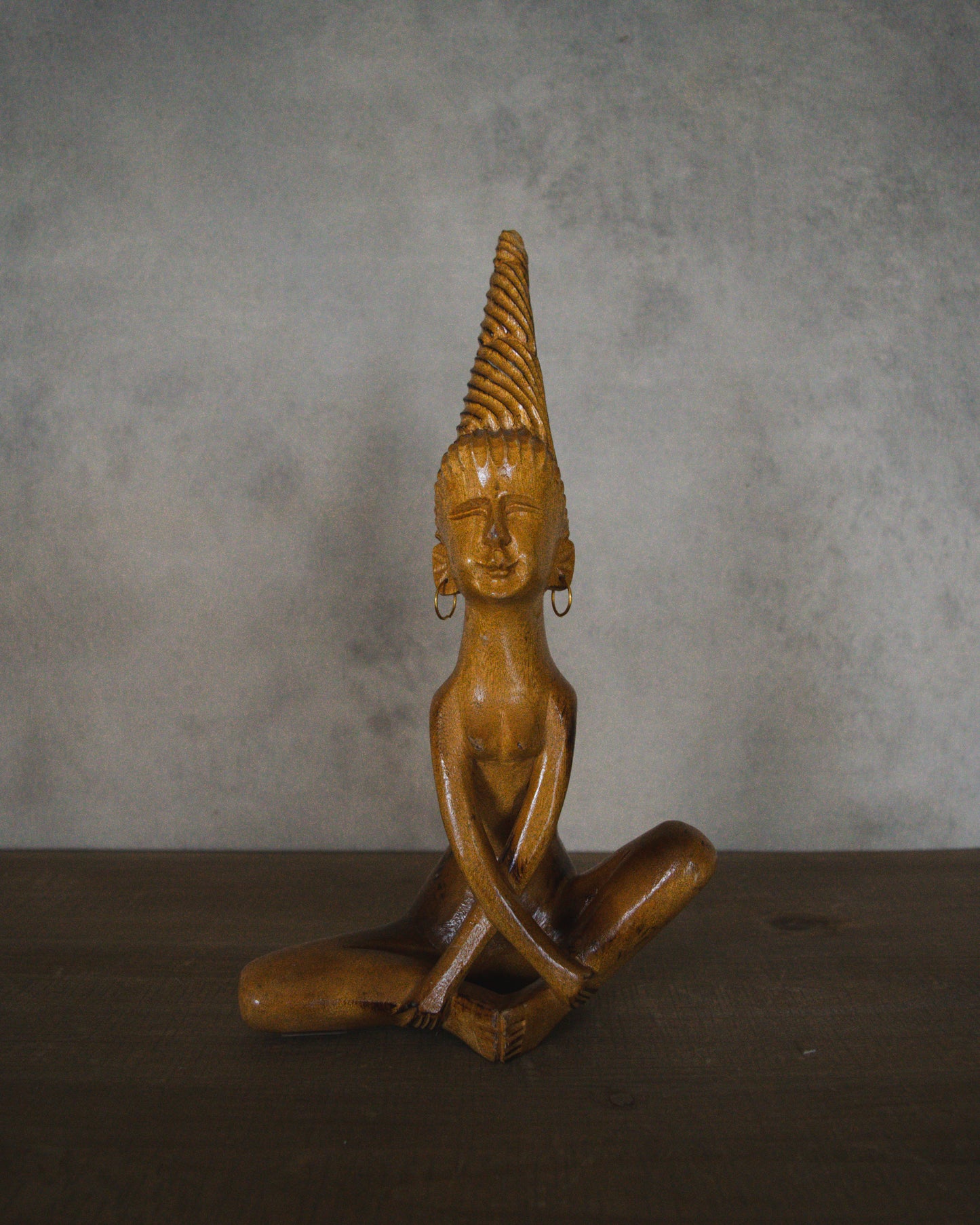 Wood Carved Yoga Woman