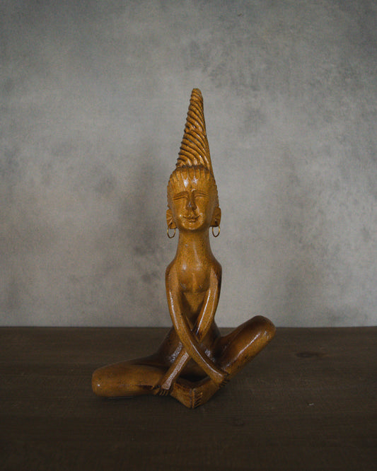Wood Carved Yoga Woman